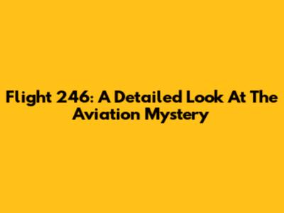 Flight 246: A Detailed Look At The Aviation Mystery