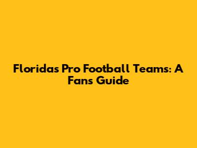 Florida's Pro Football Teams: A Fan's Guide
