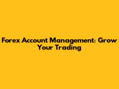Forex Account Management: Grow Your Trading