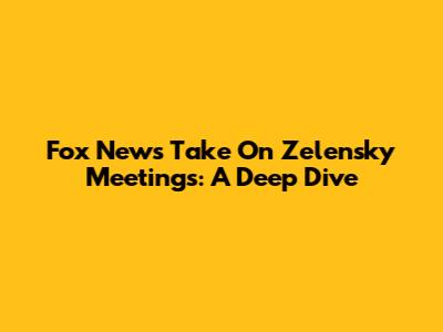 Fox News' Take On Zelensky Meetings: A Deep Dive