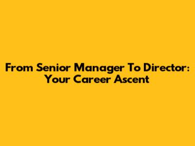 From Senior Manager To Director: Your Career Ascent
