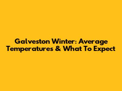 Galveston Winter: Average Temperatures & What To Expect