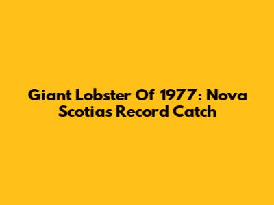Giant Lobster Of 1977: Nova Scotia's Record Catch
