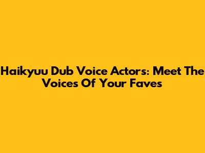 Haikyuu Dub Voice Actors: Meet The Voices Of Your Faves