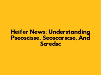 Heifer News: Understanding Pseoscisse, Seoscarscse, And Scredsc