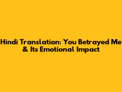 Hindi Translation: You Betrayed Me & Its Emotional Impact