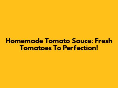 Homemade Tomato Sauce: Fresh Tomatoes To Perfection!