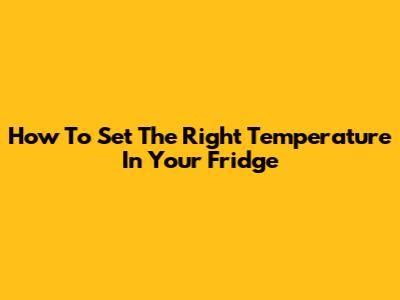 How To Set The Right Temperature In Your Fridge
