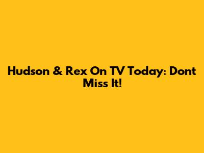 Hudson & Rex On TV Today: Don't Miss It!