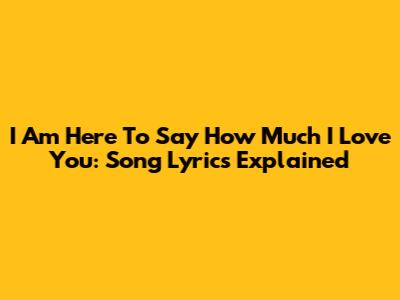 I Am Here To Say How Much I Love You: Song Lyrics Explained