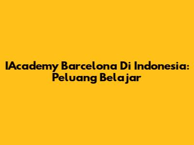 IAcademy Barcelona Di Indonesia: Peluang Belajar