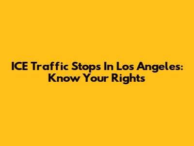 ICE Traffic Stops In Los Angeles: Know Your Rights