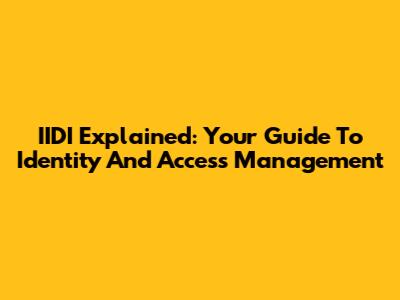 IIDI Explained: Your Guide To Identity And Access Management
