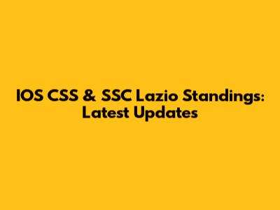 IOS CSS & SSC Lazio Standings: Latest Updates