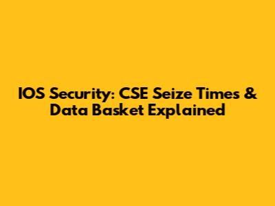IOS Security: CSE Seize Times & Data Basket Explained