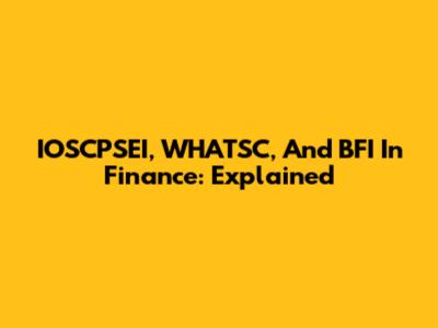IOSCPSEI, WHATSC, And BFI In Finance: Explained