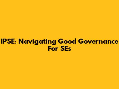 IPSE: Navigating Good Governance For SEs