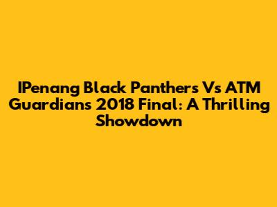 IPenang Black Panthers Vs ATM Guardians 2018 Final: A Thrilling Showdown