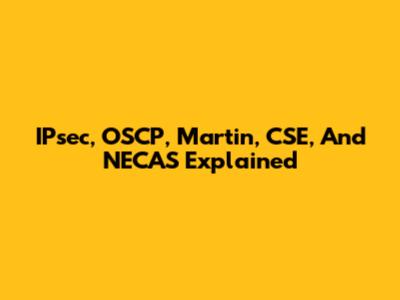 IPsec, OSCP, Martin, CSE, And NECAS Explained