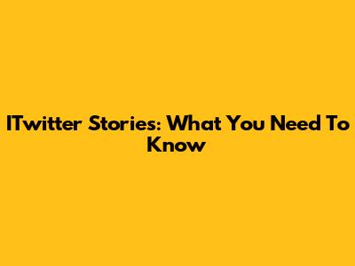 ITwitter Stories: What You Need To Know