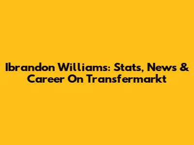 Ibrandon Williams: Stats, News & Career On Transfermarkt