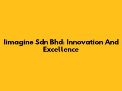Iimagine Sdn Bhd: Innovation And Excellence