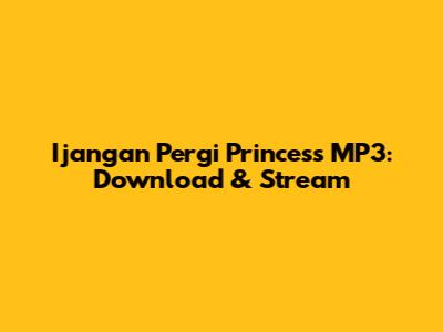 Ijangan Pergi Princess MP3: Download & Stream