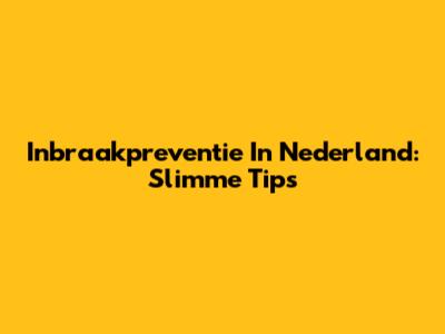 Inbraakpreventie In Nederland: Slimme Tips