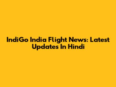 IndiGo India Flight News: Latest Updates In Hindi