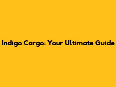 Indigo Cargo: Your Ultimate Guide