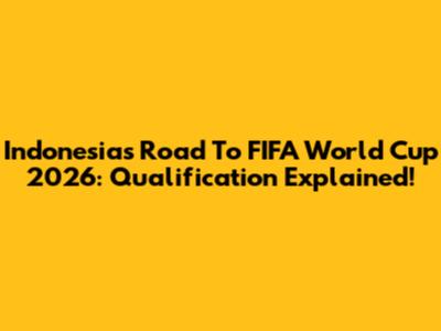 Indonesia's Road To FIFA World Cup 2026: Qualification Explained!