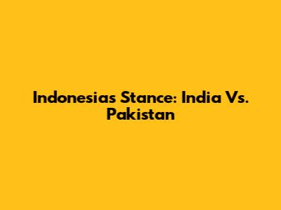 Indonesia's Stance: India Vs. Pakistan