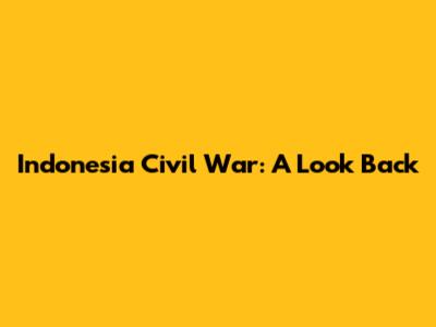 Indonesia Civil War: A Look Back