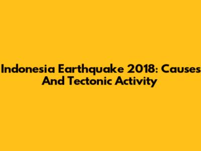 Indonesia Earthquake 2018: Causes And Tectonic Activity