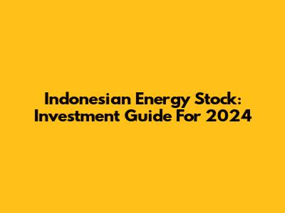 Indonesian Energy Stock: Investment Guide For 2024