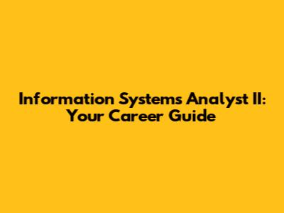 Information Systems Analyst II: Your Career Guide
