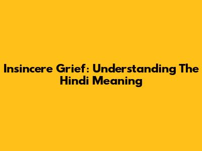 Insincere Grief: Understanding The Hindi Meaning