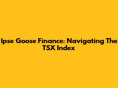 Ipse Goose Finance: Navigating The TSX Index