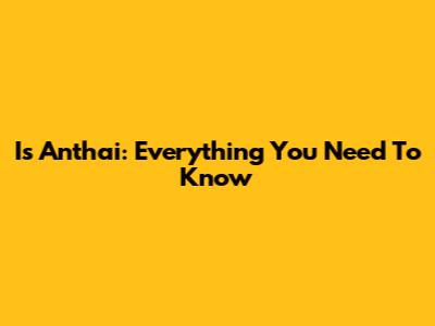 Is Anthai: Everything You Need To Know