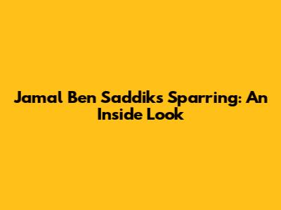 Jamal Ben Saddik's Sparring: An Inside Look