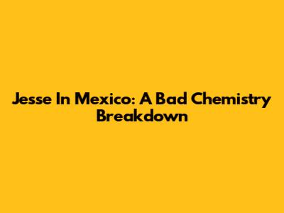 Jesse In Mexico: A Bad Chemistry Breakdown