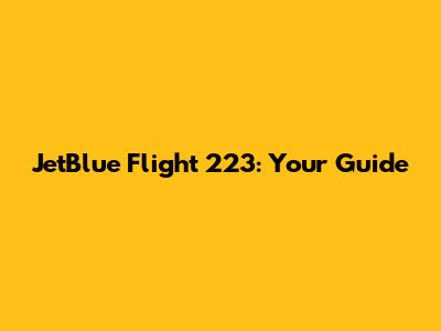 JetBlue Flight 223: Your Guide