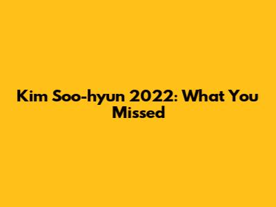 Kim Soo-hyun 2022: What You Missed