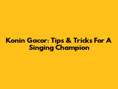 Konin Gacor: Tips & Tricks For A Singing Champion
