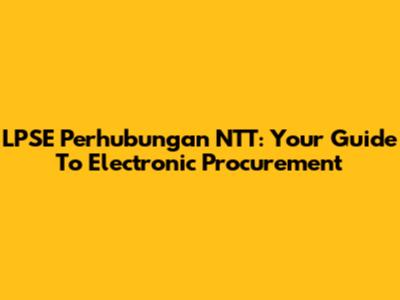 LPSE Perhubungan NTT: Your Guide To Electronic Procurement