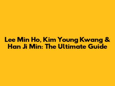 Lee Min Ho, Kim Young Kwang & Han Ji Min: The Ultimate Guide