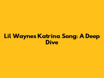 Lil Wayne's Katrina Song: A Deep Dive