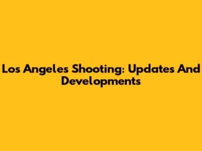 Los Angeles Shooting: Updates And Developments