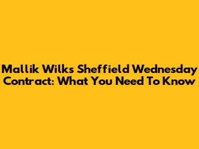 Mallik Wilks' Sheffield Wednesday Contract: What You Need To Know