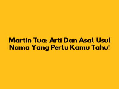 Martin Tua: Arti Dan Asal Usul Nama Yang Perlu Kamu Tahu!